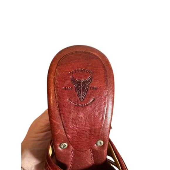 Frye Brown Leather Crisscross Multi Slide Reese Slip On Heels Women Sz 6.5 - Picture 5 of 8